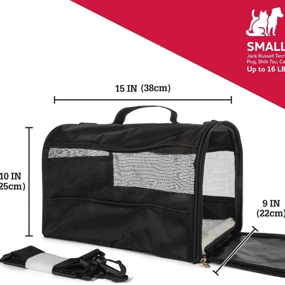 Vibrant Life PET CARRIER Small Guaranteed on-Board Soft-Sided Black, 16 lb Limit - Picture 2 of 10